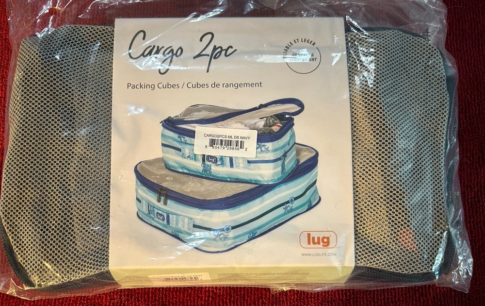 Lug Cargo 2pc Compression Packing Cubes NWT Navy Dots
