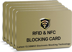 Saitech IT 5 Pack RFID Blocking Card for Credit Debit ID Card, Golden | Slim Ant