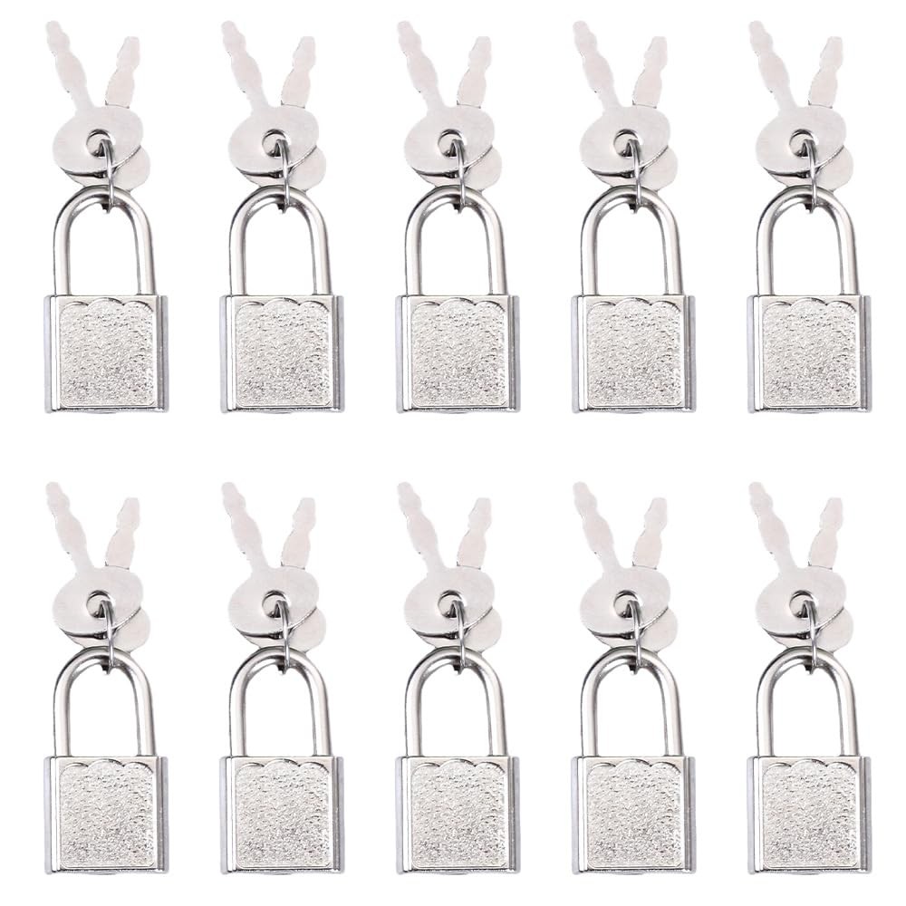 10Pcs Mini Cute Diary Padlock, Tiny Luggage Lock with Keys, Small Locks for J…