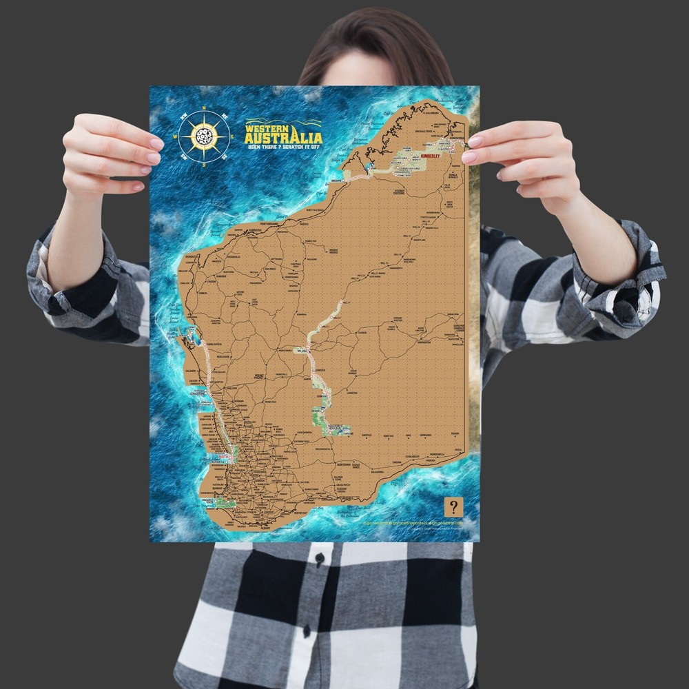 A3 Scratch Map of Western Australia – Travel Edition