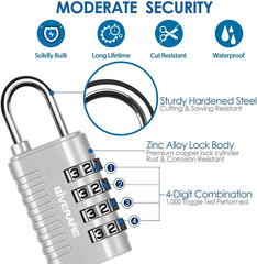4 Pack Combination Lock, 4-Digit Padlock Keyless, Resettable Metal Luggage Locks