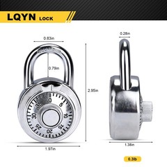 Combination Lock, Standard Dial Combination Lock, Pack of 8; Silver Turnplate…
