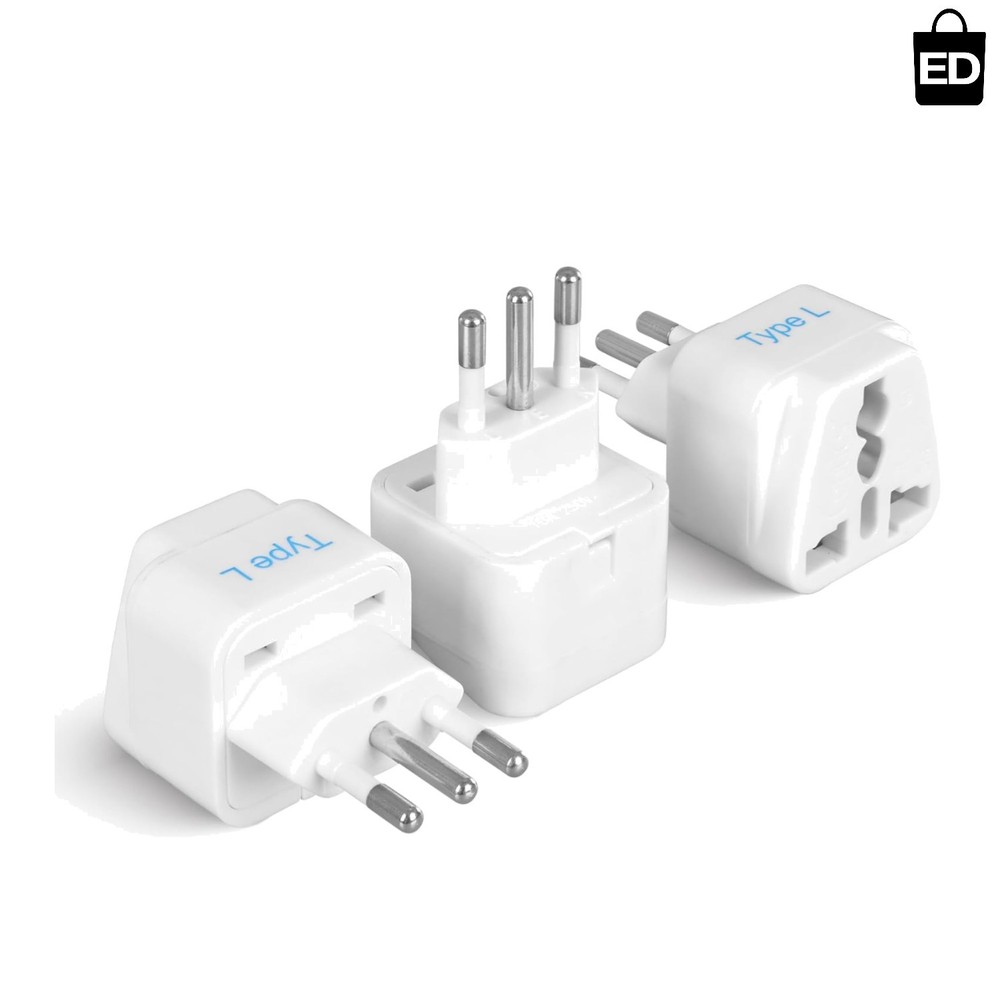 Type L Power Adapter Set – 3 Compact Adapters for Italy & International Travel