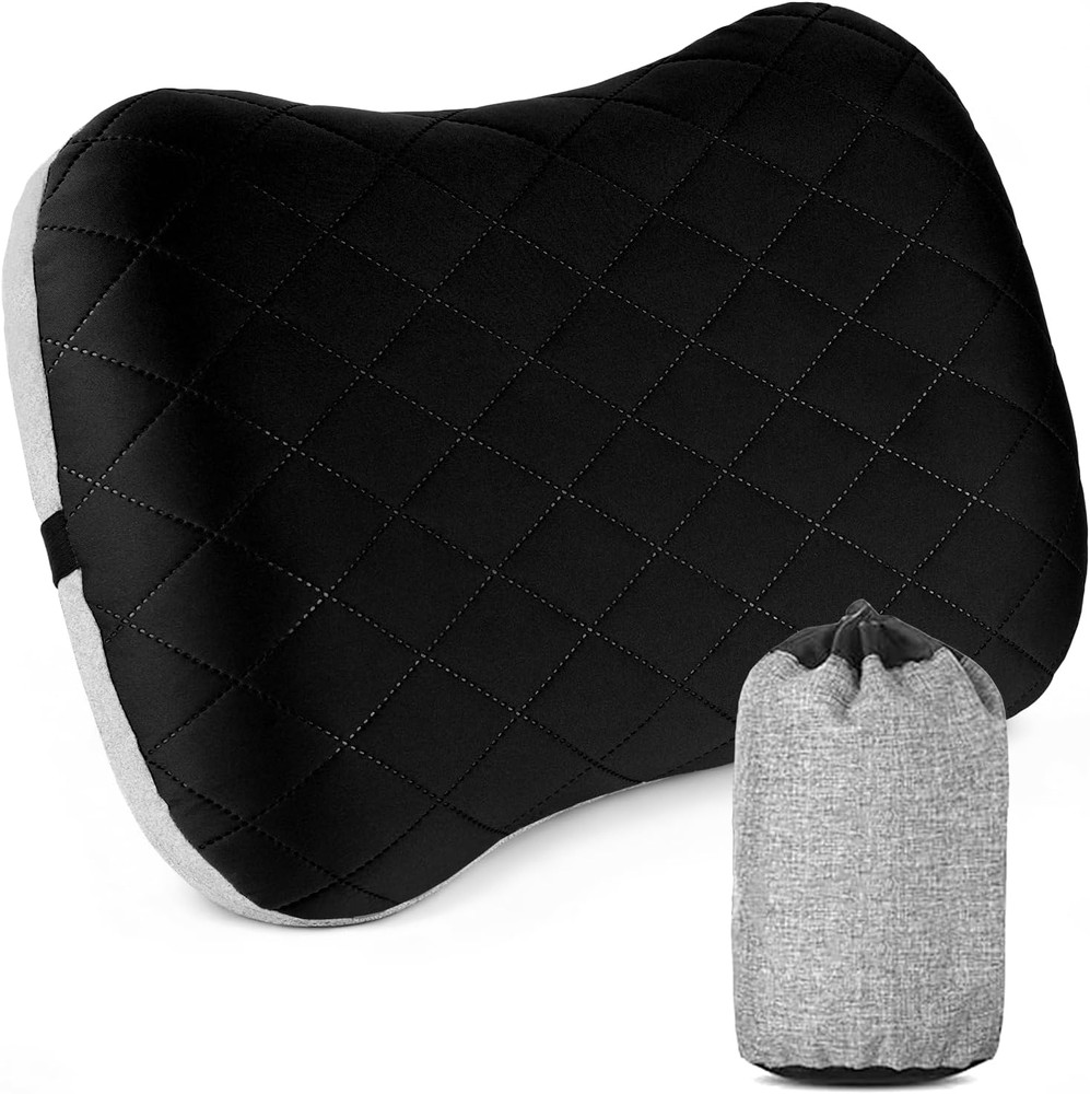 Inflatable Camping Pillow, Ultralight Travel Air Pillow, Black | Reinforced TPU