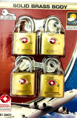 Brinks Solid Brass TSA Approved 22mm Luggage Lock 4-Pack 161-20471 Travel Sentry