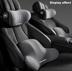 Memory Foam Headrest Lumbar Support Set Ergonomic Neck Pillow Back Cushion Car D