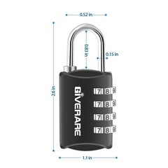 4 Pack Combination Lock, 4-Digit Padlock Keyless, Resettable Luggage Locks