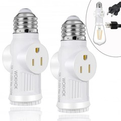 Light Socket to Plug Adapter,Convert E26 Light Socket to 2/3 Prong 2 Pack