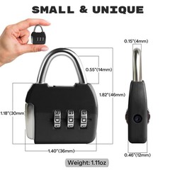 3-Digit Combination Padlock for Travel, Luggage, Mini Locker & Backpack – 2-Pack