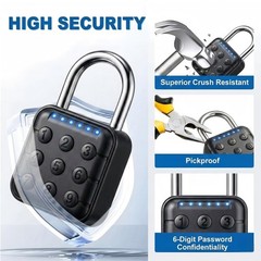 Combination Padlock – Combination Lock with 6-Digit Code, Digital Padlock wit…