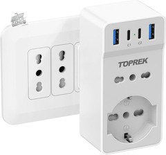 Shuko Multi Outlet Adapter Multi Outlet Italian Plug Wall USB C Wall