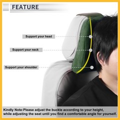 car Headrest Pillow Polyester Memory Foam Dark Green 2pcs fit for Driving Travel