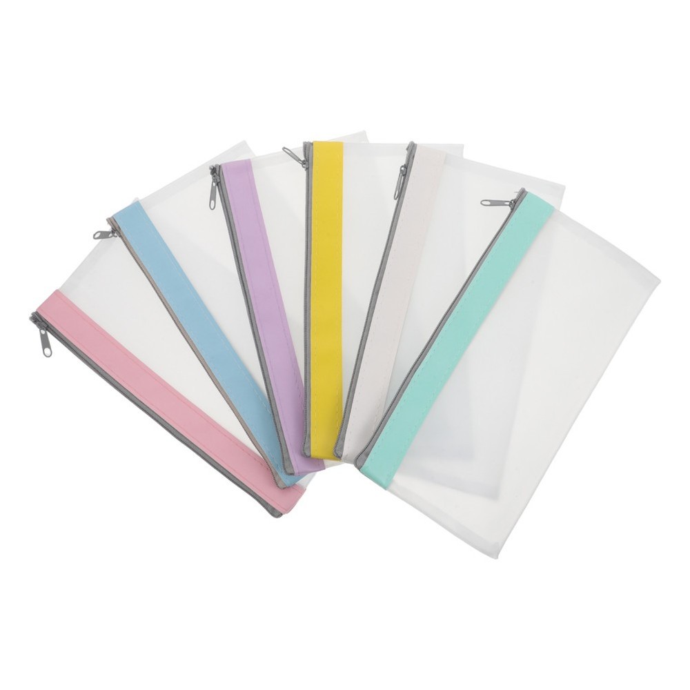 6Pcs Multi Color Reusable Plastic Bill Organizer Pouches with Zipper for Storage