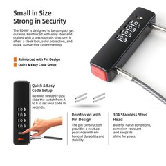 Cable Lock with Code, 4 Digit Combination Locks for Outdoor Fence Gate, Trave…