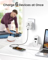 LENCENT Universal Travel Power Adapter, 30W International 30W-2A3C, White