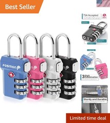 Multi-Colored TSA Approved 3 Digit Combination Locks – 4 Pack for Travel Ease