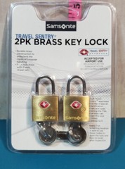 Samsonite 2 Pk Brass Key Lock Padlock Padlocks Pad lock locks travel Airport Ok