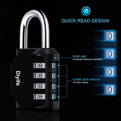4 Digit Combination Lock, [2 Pack] Outdoor Weatherproof Padlock, Plated Steel Re