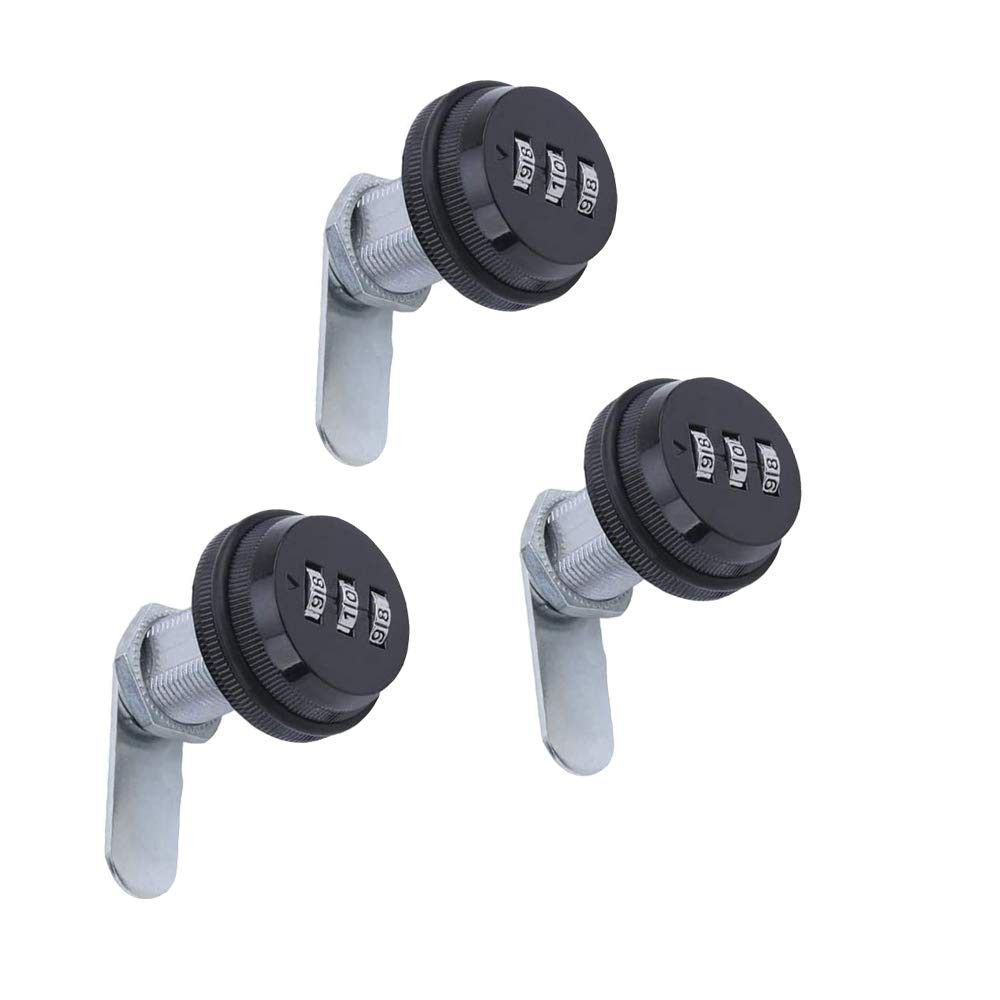 3 Pack Combination Cam Lock RV Password Coded Lock for 3-Digit 90 Degree