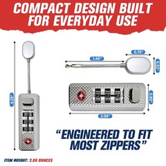 TSA Approved 3-Digit Lock for Secure Zippered Luggage, Tent, Gun Case, Backpack