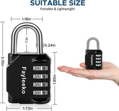 Combination Lock, 4 Digit Padlock for School Gym Sports Locker, Fence, Toolbo…