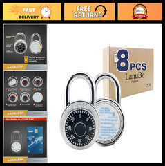 8-Pack Standard Dial Combination Locks, 2in Wide, Secure for Gym, School & Toolb