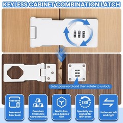 Keyless Cabinet Lock Combination Code 3Digit Password Latch 4.5 Inch 2 PCS