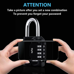 4 Digit Combination Lock, [2 Pack] Outdoor Weatherproof Padlock, Plated Steel Re
