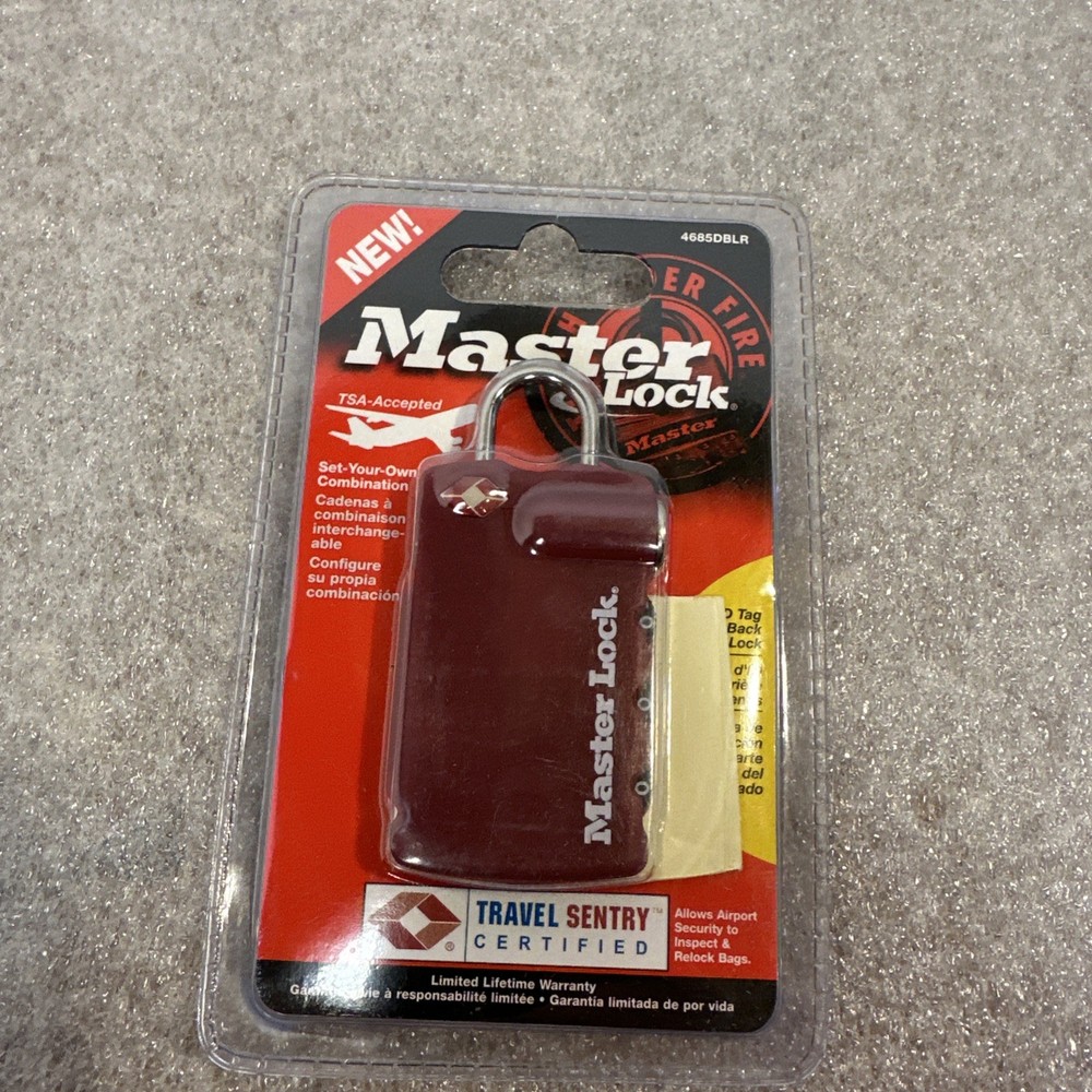Master Lock Set-Your-Own Combination TSA Accepted Luggage Padlock 4685DBLR Red
