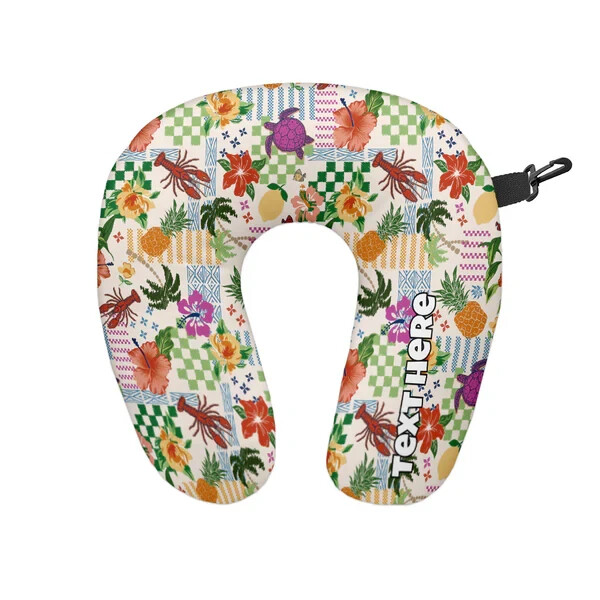 Personalised Summer Patchwork – Travel Neck Pillow for airplanes