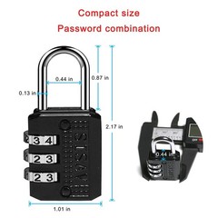 3-Digit Combination Lock Mini Resettable Padlock for Gym Locker Luggage Black