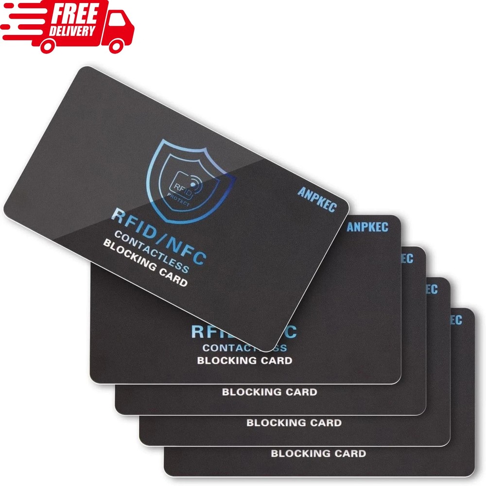 5 Pack RFID Blocking Card – Protects Entire Wallet, NFC Debit & Credit Cards New