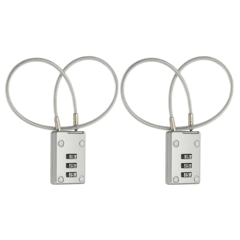 3 Digit Cable Combination Lock, 2 Pcs Cable Lock with Combination 11.8&Prime; Steel…