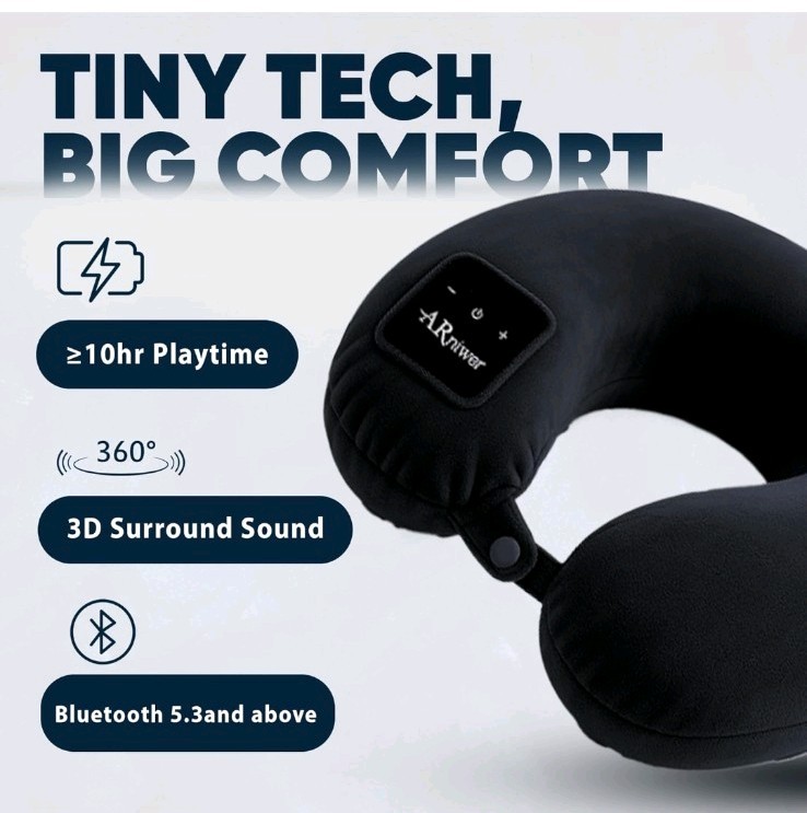 ARniwer – Memory Foam U Shape Neck Pillow Wireless Bluetooth Music