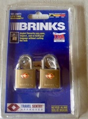 Brinks 2 solid brass locks luggage travel approved TSA accepted new