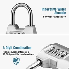 2 Pack 4-Digit Combination Lock, Waterproof Outdoor Padlock for School Gym Lo…