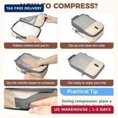 BAGAIL Lightweight Compression Packing Cubes for Travel, 6 Set, Beige | Salis Ny