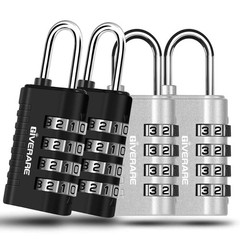 4 Pack Combination Lock, 4-Digit Padlock Keyless, Resettable Metal Luggage Loc