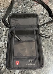 ALPHA KEEPER RFID Blocking Neck Pouch/Purse w/ Strap Clear Window, Black