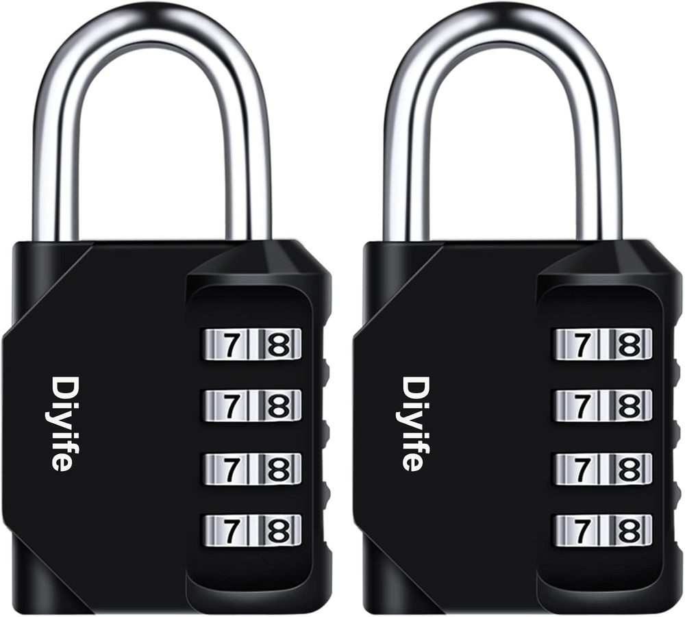 4 Digit Combination Lock, [2 Pack] Outdoor Weatherproof Padlock, Plated Steel Re