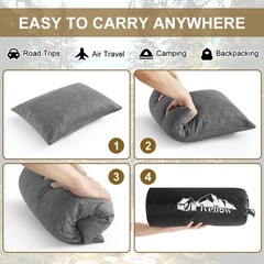 Compact Travel Pillow – Shredded Memory Foam, Soft Cover, Supportive for Camping