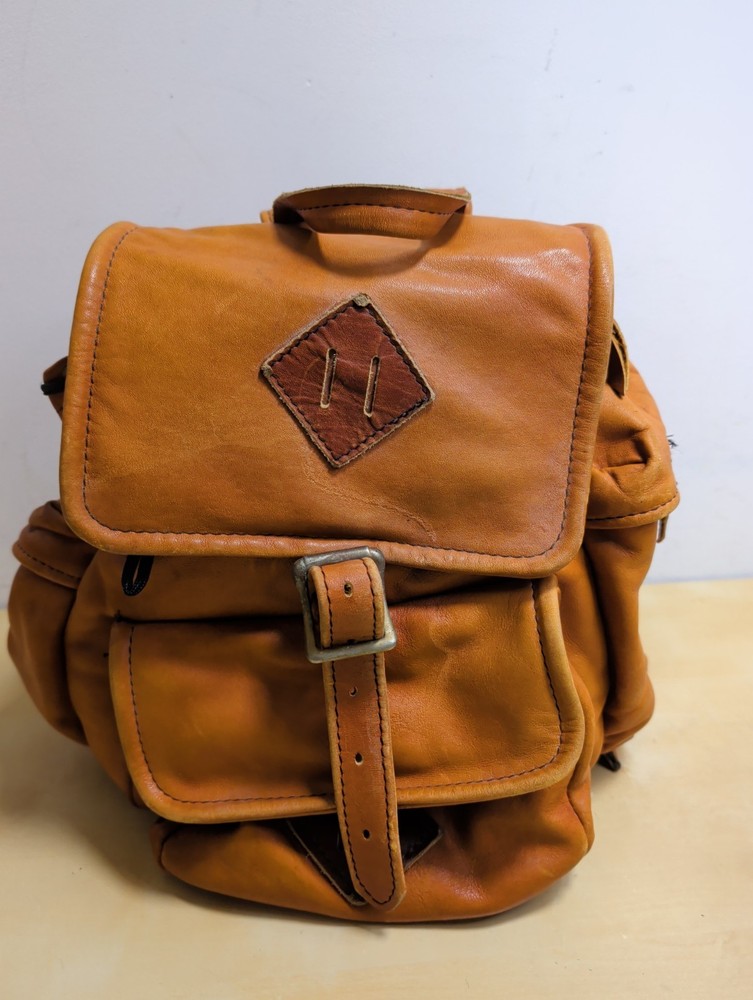 Vintage Chestnut Leather Backpack Rucksack – Multi-Pocket Travel Bag *READ*