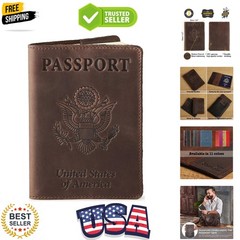 Leather Passport Book Cover – Thin American Travel Passport Holder – Interna…