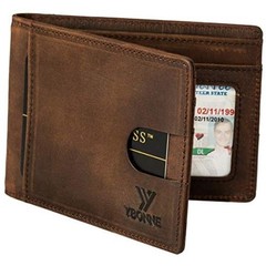 Functional Compact RFID Blocking Bifold Wallet for Men, Made Crazy-horse Brown