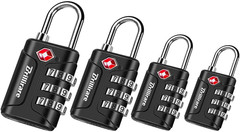 4 Pack TSA Approved Luggage Locks, Combination Travel Padlock, 3-Digit Waterproo