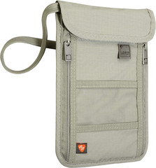 RFID Blocking Stash Neck Wallet, Pouch + Passport Holder for Women & Men, Taupe
