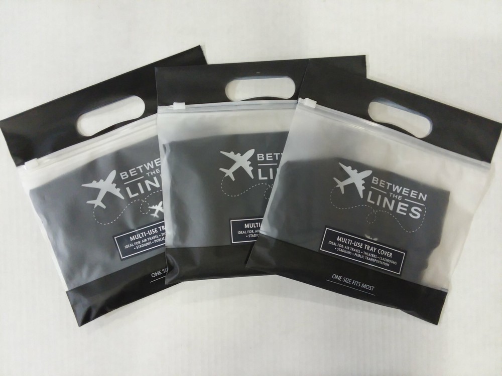 (3) Pack Between the Lines Airplane Tray Covers Reusable & washable Black