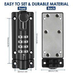 Combination Locking Bolt 4 Digit, Sliding Bolts Latch Weatherproof, Zinc Allo…