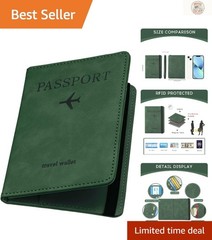 Stylish Green Travel Wallet – RFID & Waterproof Passport Holder – Ideal Gift