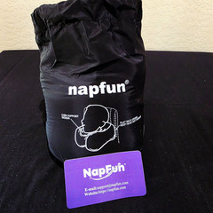 NEW Napfun Memory Foam Travel Neck Pillow Chin Support Travel Pouch Gray Black